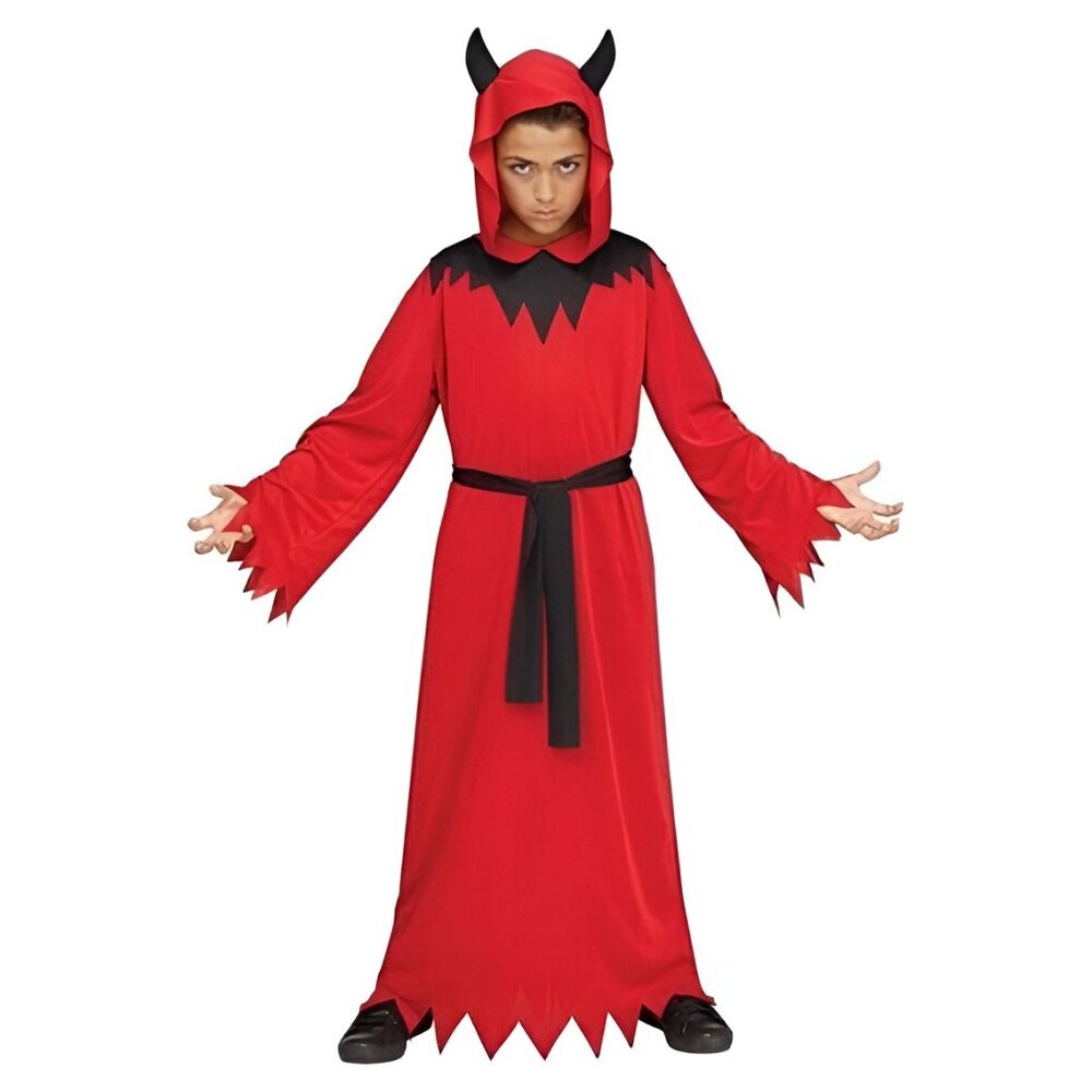 5/$20 NEW 8-10 Kids Red Fabric Halloween Hooded Devil Robe